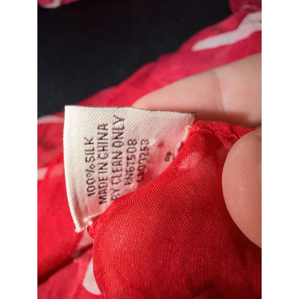 Anne Klein red pattern 100% silk neck scarf hair wrap classy pin up